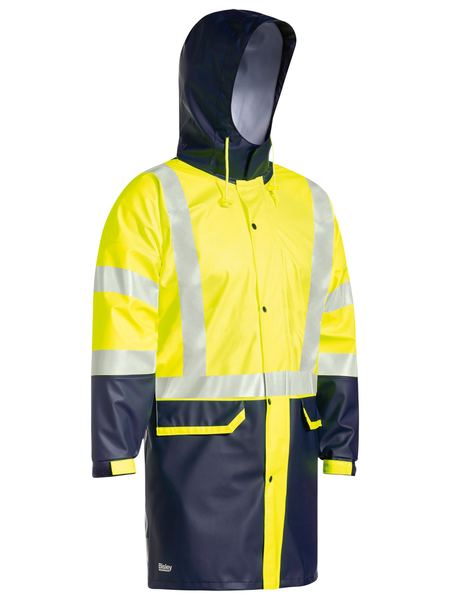 Taped two tone hi vis stretch PU rain coat - BJ6935HT - Bisley 