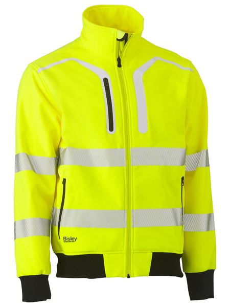 Showerproof and breathable taped hi vis soft shell bomber jacket ...