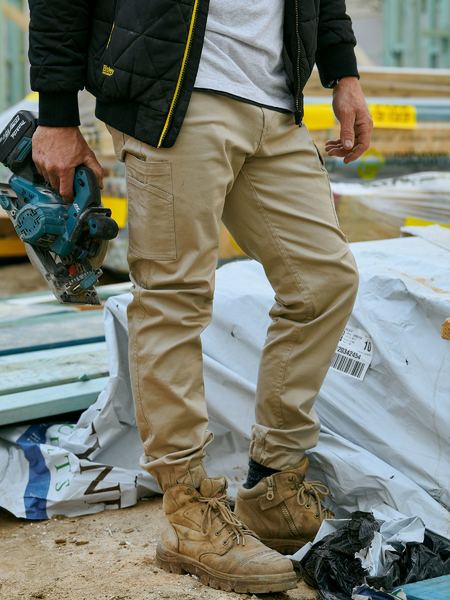 Modern fit stretch cotton drill cargo cuffed pants - BPC6028