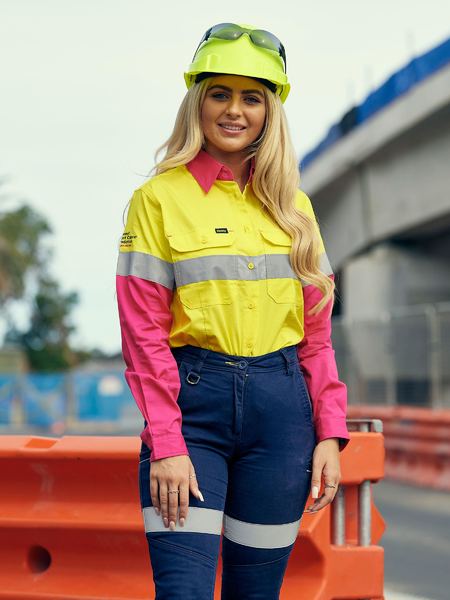 Taped Cool Long Sleeve HI Vis Shirt - BL6696T - Bisley Safetywear  Lightweight AU