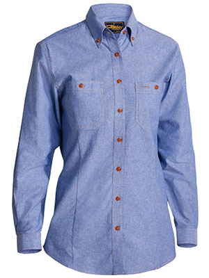 Ladies Chambray Long Sleeve Shirt B76407L Bisley Workwear